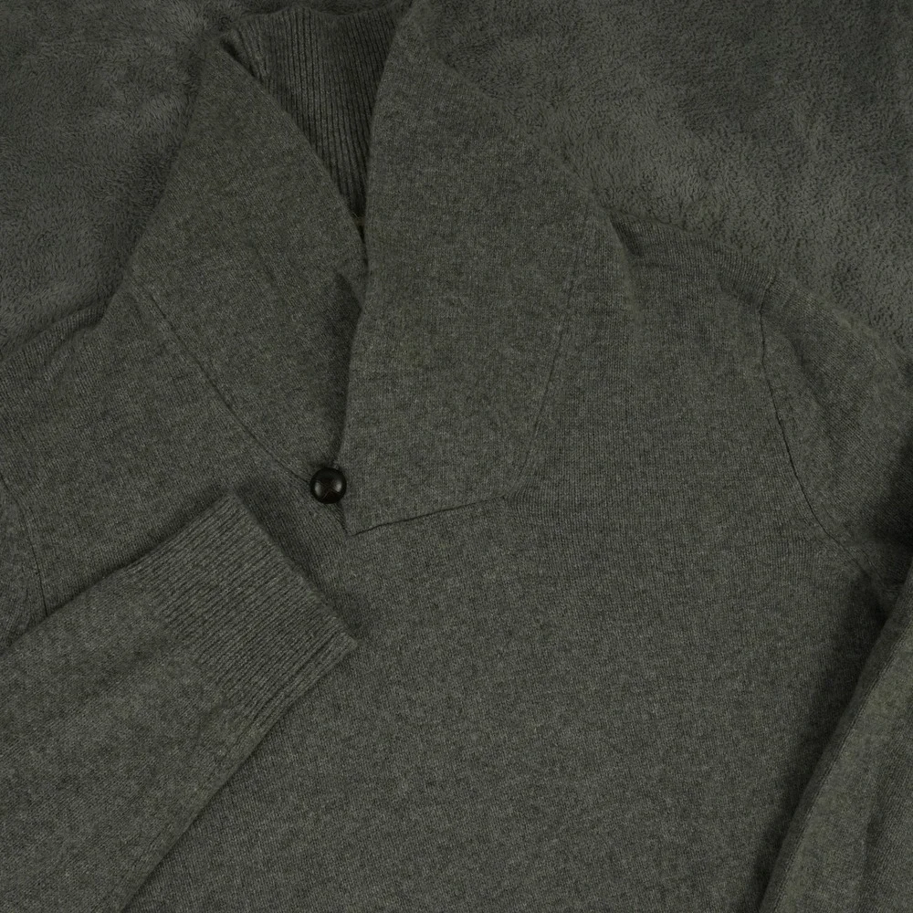 Banana Republic Toggle Popover Sweater Mens L Gray Merino Wool Shawl Colla